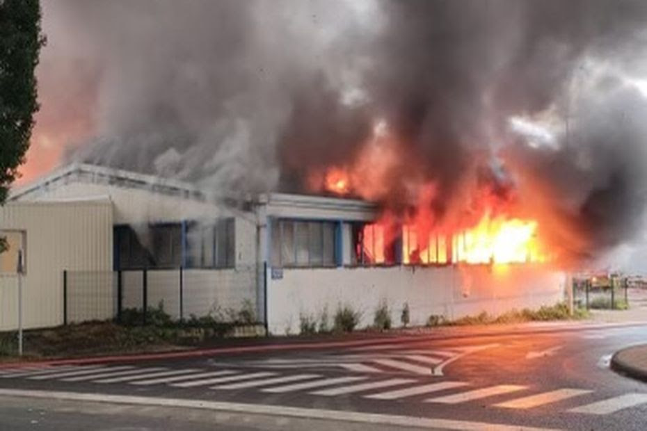 VIDÉO. Un important incendie en cours dans une menuiserie à Riom, un périmètre de sécurité mis en place