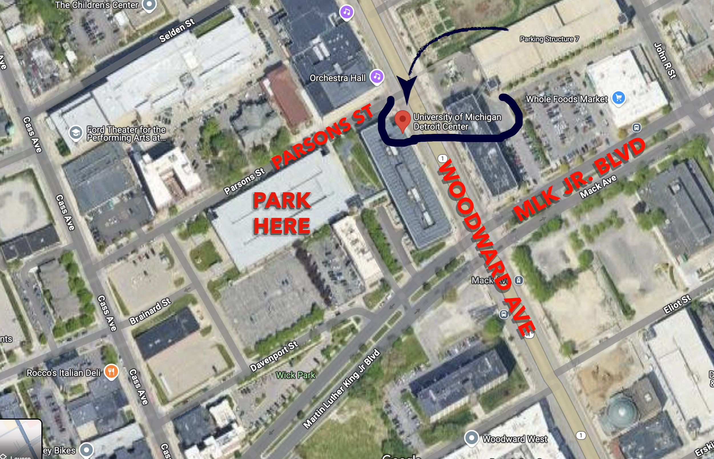 U-of-M-Detroit-Center-map image