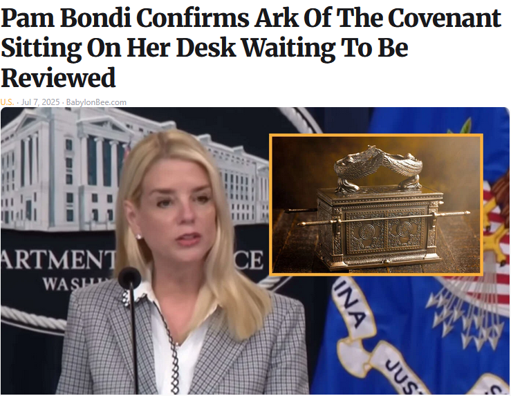 Pam Bondi sitting on evidence meme.