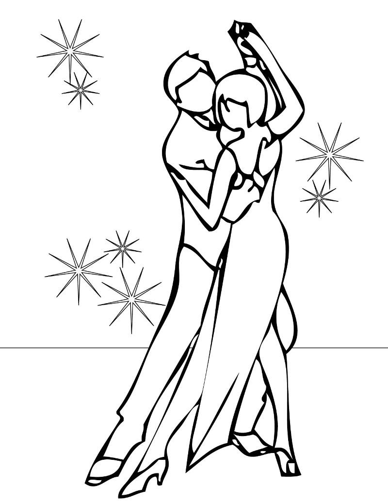 sketch of two tango dancers