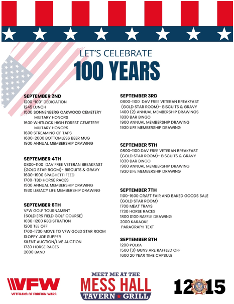 VFW 100 Year Celebration Agenda 2024