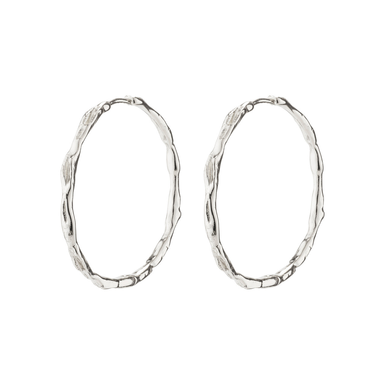 Image of Eddy Recycled Organic Shaped Maxi Hoops Silver Plated 