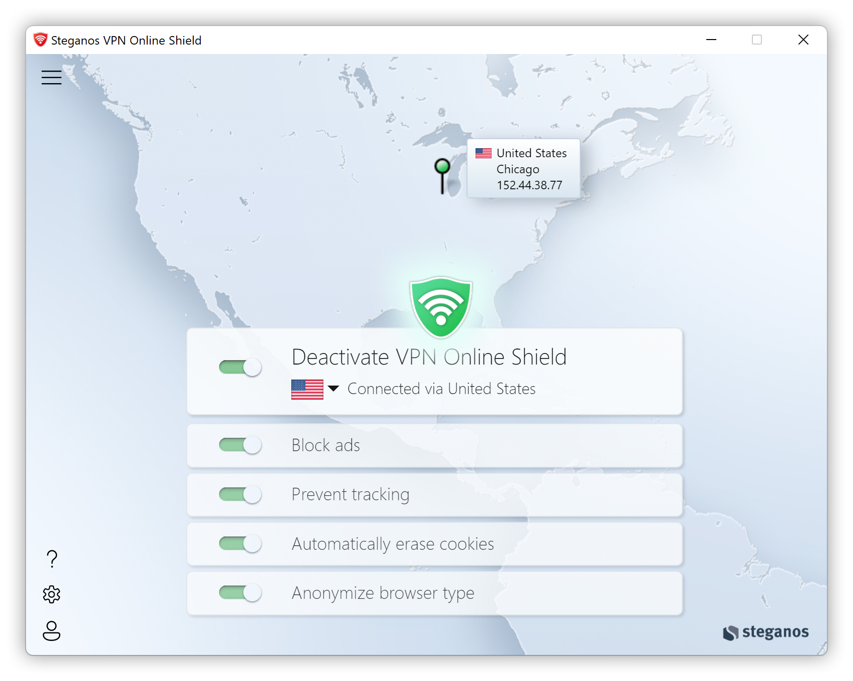 Steganos VPN Online Shield Screenshot