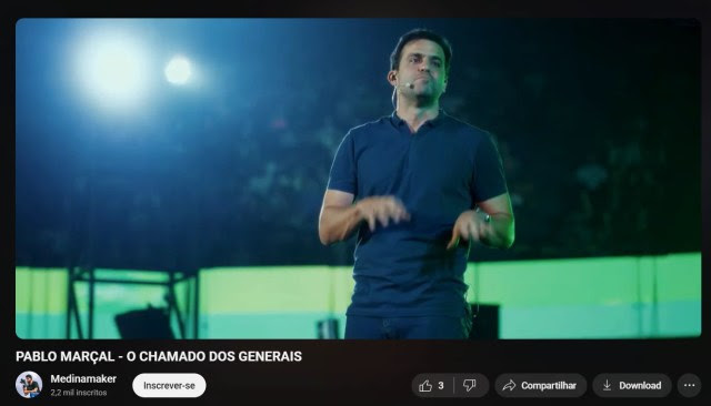 Reprodução do vídeo “O chamado dos generais” de Pablo Marçal