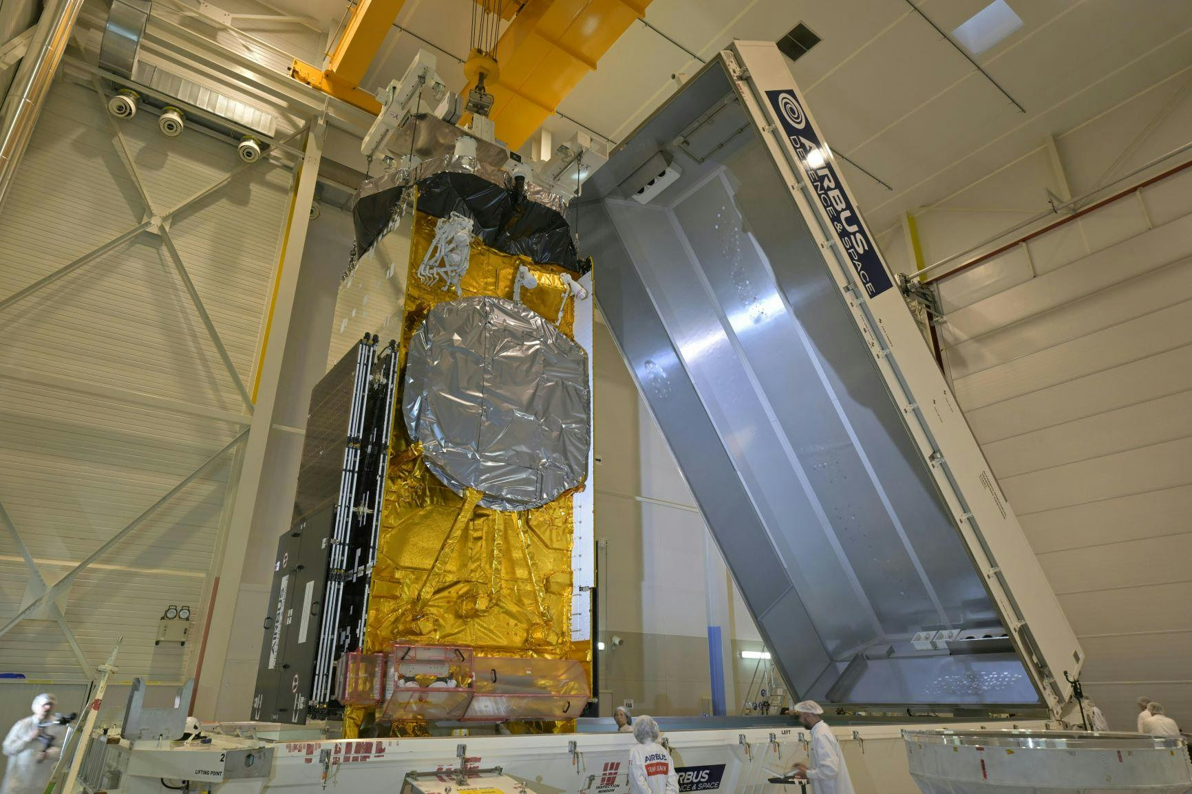 Eutelsat 36D satellite being packed into its transport container - Copyright Airbus