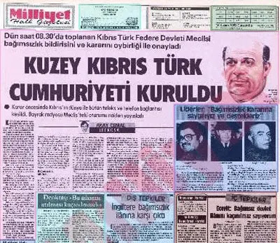 15 Kasm 1983'te Kuzey Kbrs Trk Cumhuriyeti'nin kurulduu resmen ilan edildi