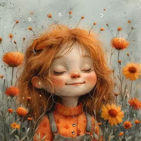 Redhead-in-field-of-Flowers