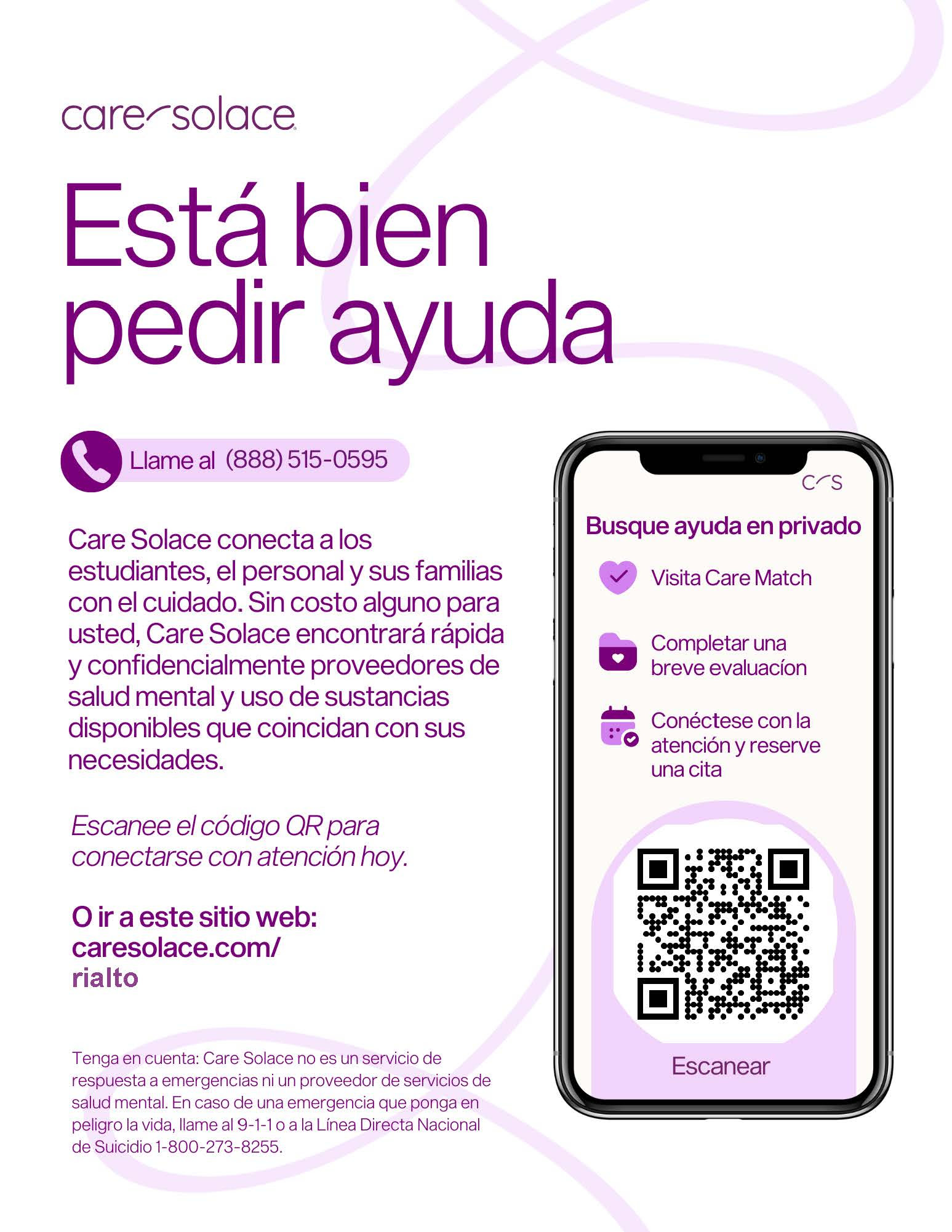 Care solace Spanish flyer