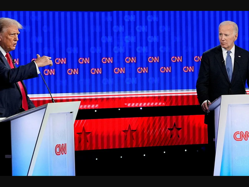 Republican presidential candidate former President Donald Trump speaks during a presidential debate hosted by CNN with President Joe Biden last week in Atlanta.