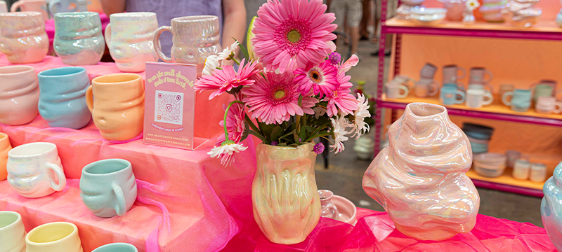 Brightly coloured ceramics