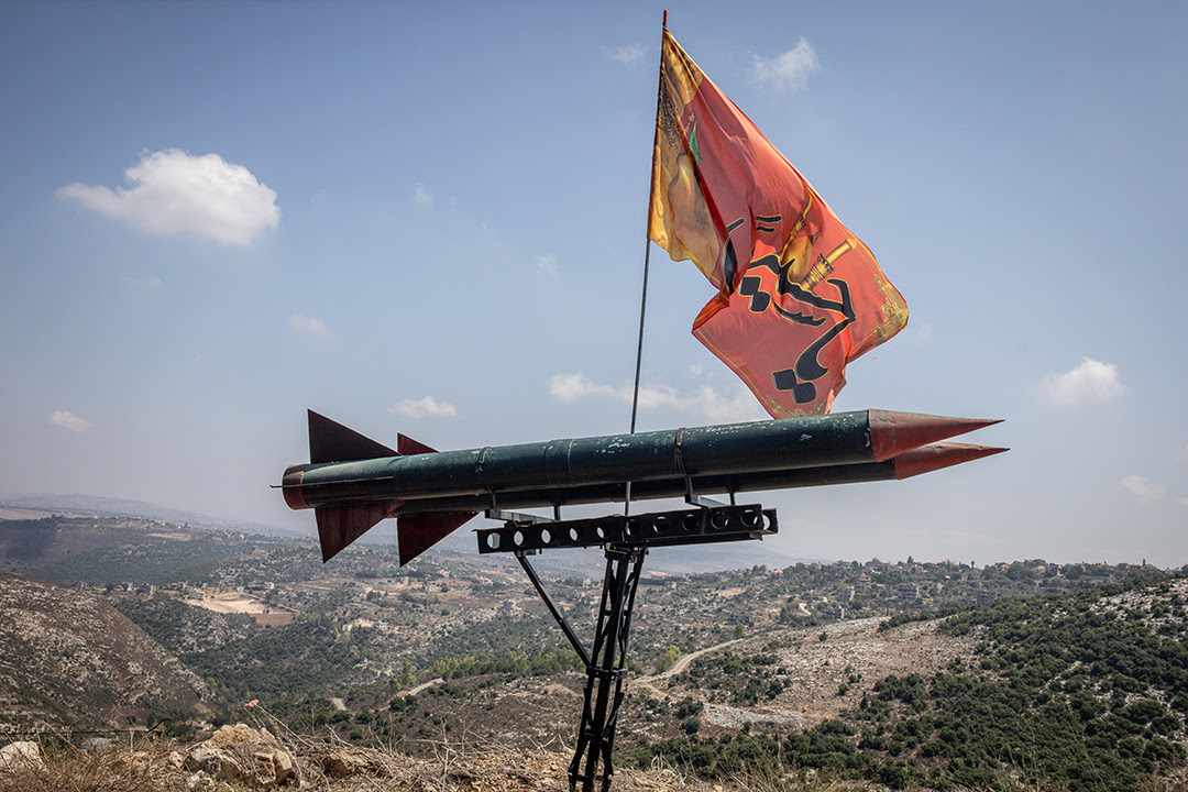 A missile monument erected after the 2006 war, is seen on the roadside on August 26, 2024