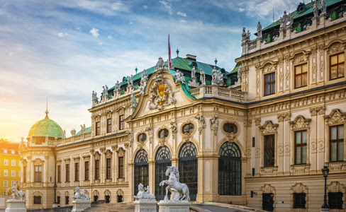 Sunset Belvedere Palace Statues Vienna