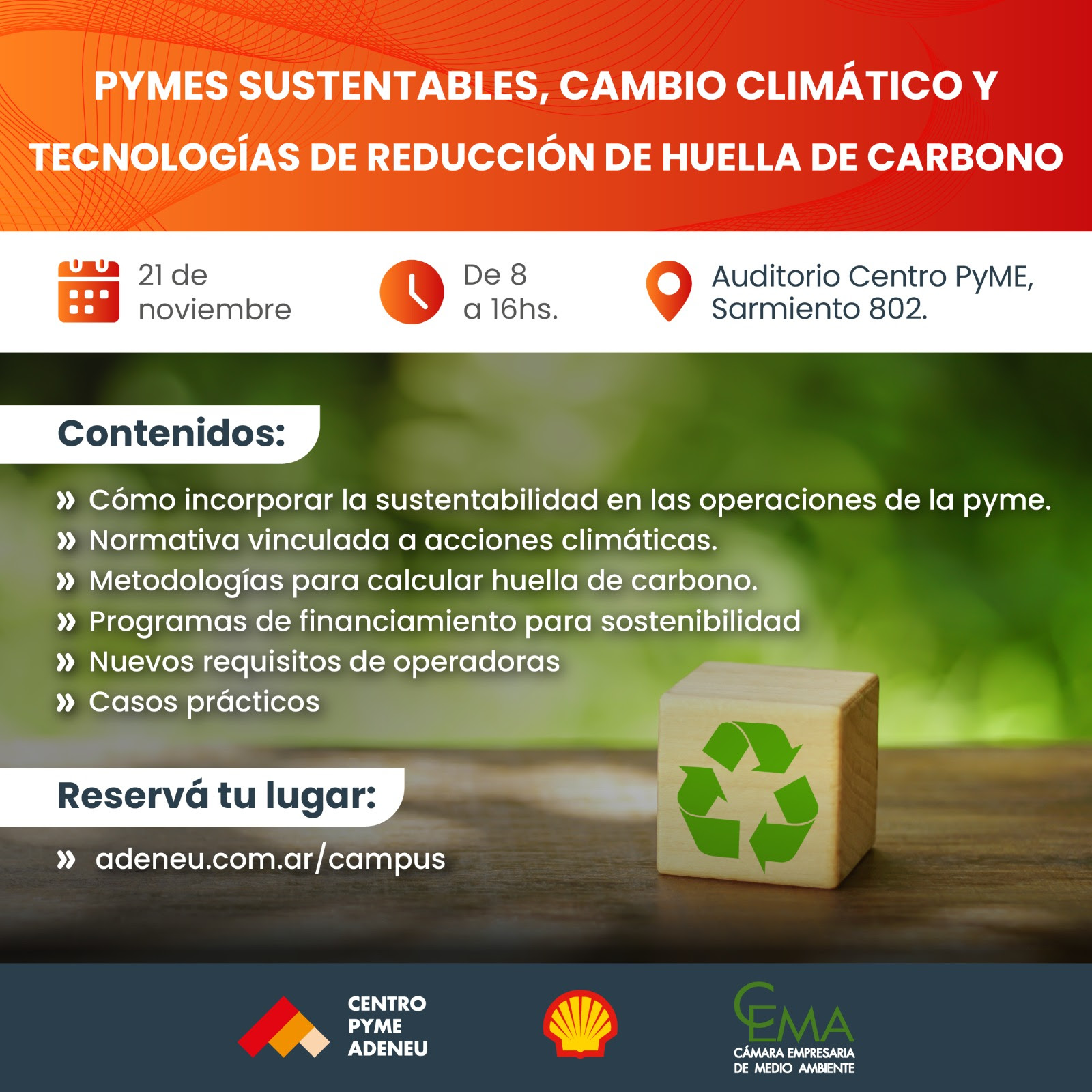 Curso Pymes Sustentables, Cambio Climático y Tecnologías de Reducción de Huella de Carbono - 21 de Noviembre - Neuquén