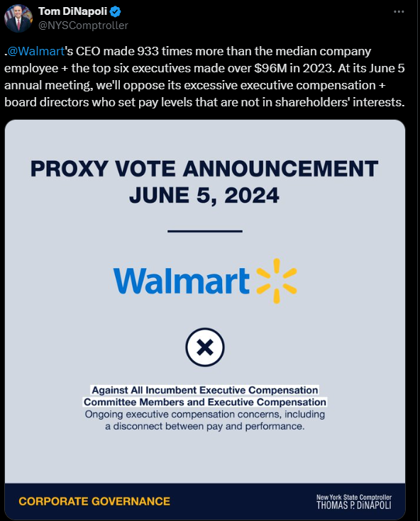 Walmart Proxy Vote Announcement