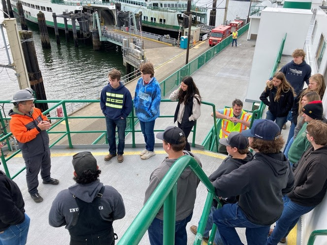 High school students aboard the Kaleetan learn about job opportunities with Washington State Ferries us at our career fair in May