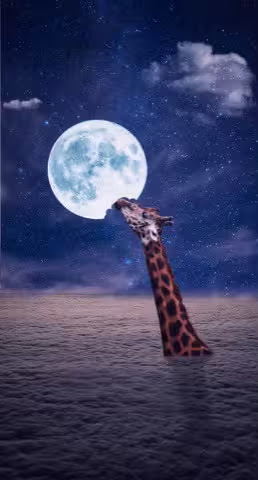 Giraffe-eating-Moon-over-water