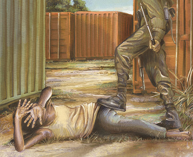 Depiction of someone being beaten