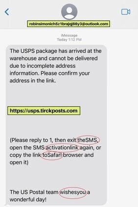 USPS Spam Text message