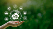 Image showing CO2 symbol and held in someone's hand