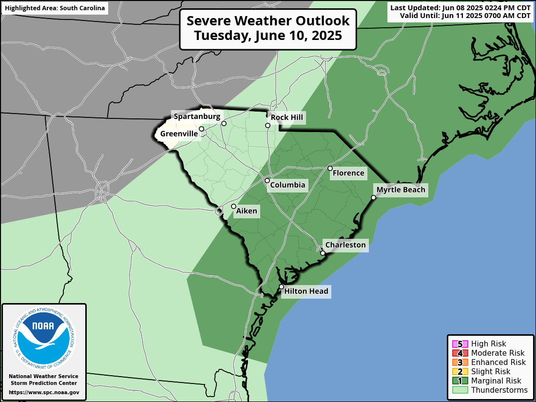 SPC's Day 3 Severe Weather Outlook, covering Tuesday and Tuesday night