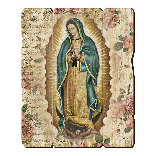 Obraz Matka Boża z Guadalupe retro drewno profilowany brzeg haczyk |  sprzedaż internetowa na HOLYART