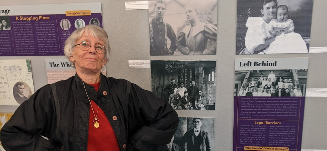 Sydney Stevens with a photo of her great aunt Dora Wilson