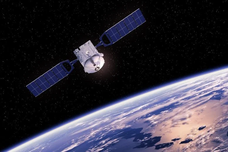 Satellite in Space Orbiting Earth