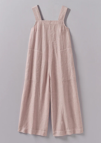 Garment Dyed Linen Pinafore Jumpsuit