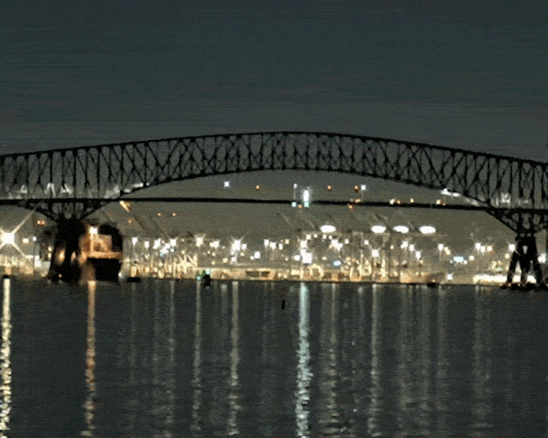 A short video shows the Francis Scott Key Bridge in Baltimore as it collapsed.