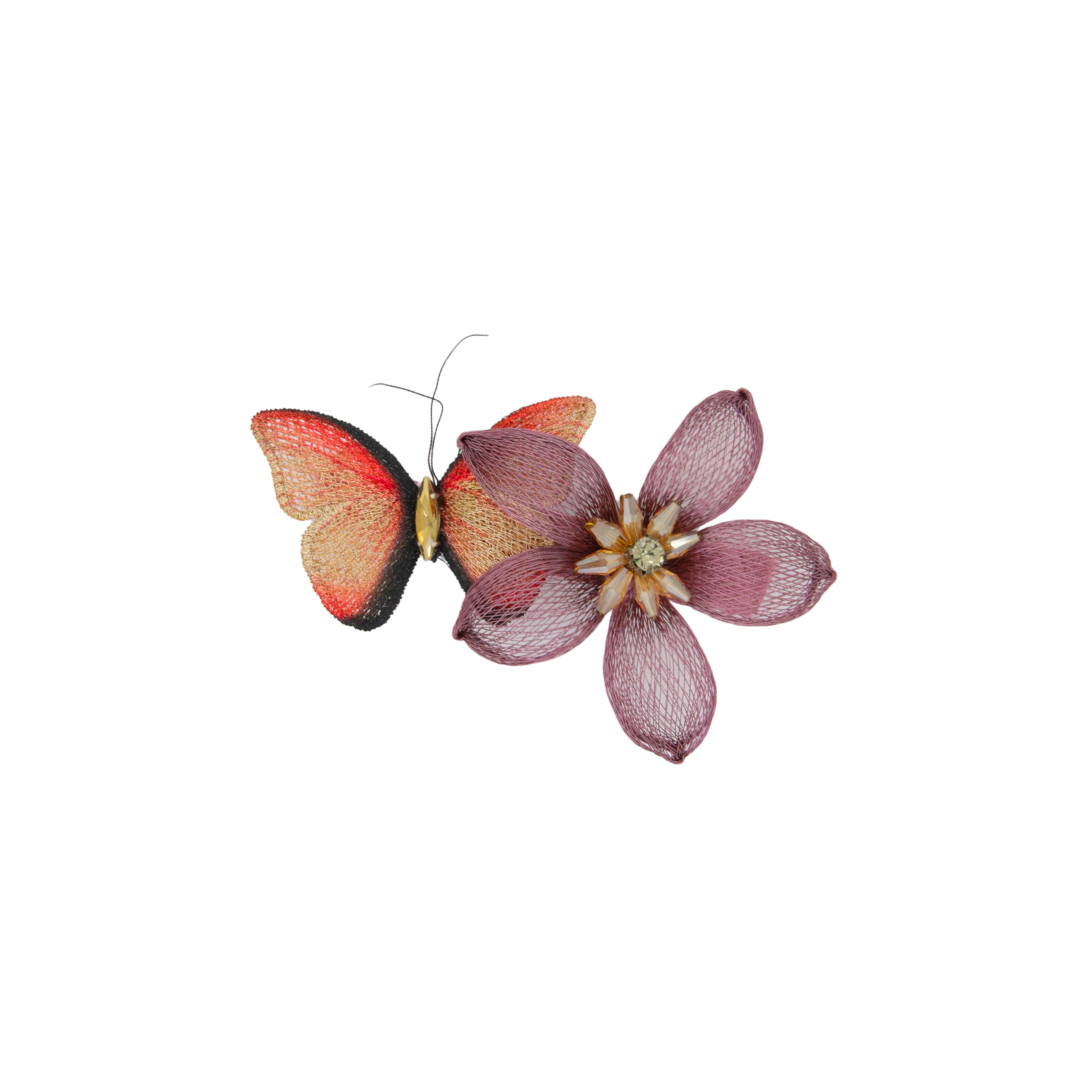 Image of Flower and Butterfly French Hairclip