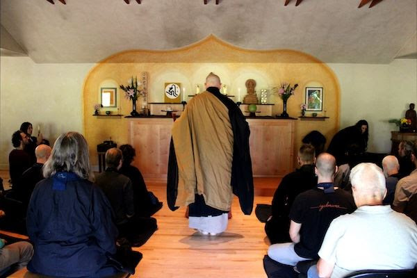 Ejo McMullen officiating at service - Buddha Eye Temple, Eugene, Oregon