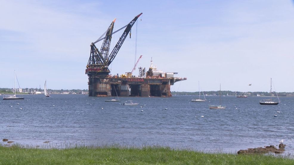 Giant crane ship sitting off Rhode Island attracts attention from locals, tourists