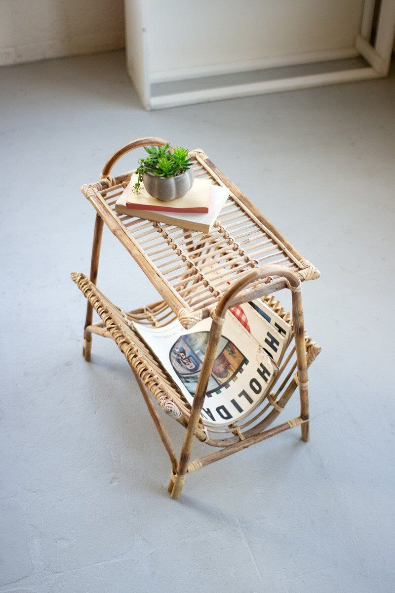 Bamboo Magazine Rack and Small Stand
