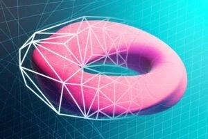 An artist’s interpretation of how a new computer code called QUADCOIL refines the design of stellarator fusion machines