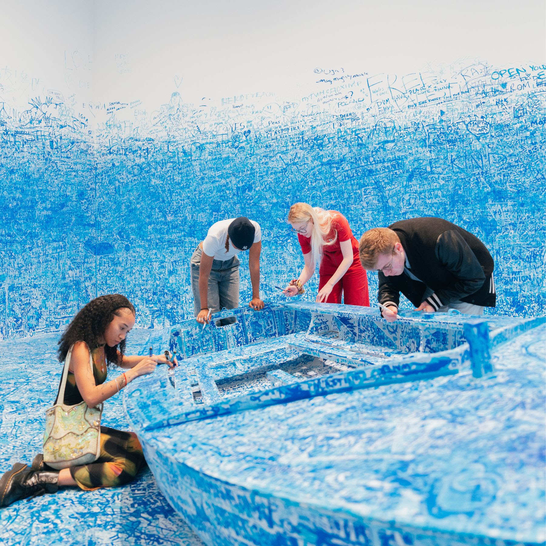 Photo of visitors at Yoko Ono