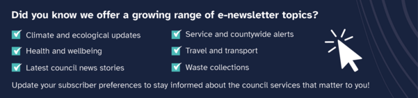 Advert with a mouse cursor and ticked check boxes of other e-newsletter topics, excluding business news