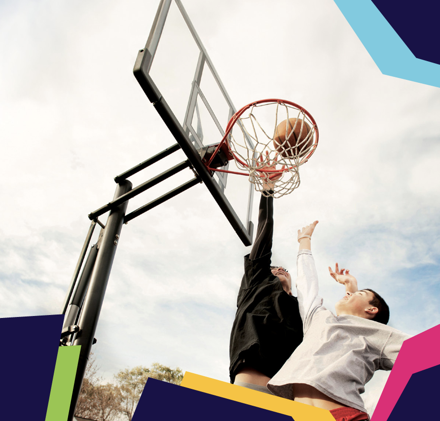 Youth playing basketball