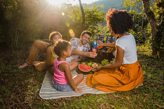 Family having a weekend picnic