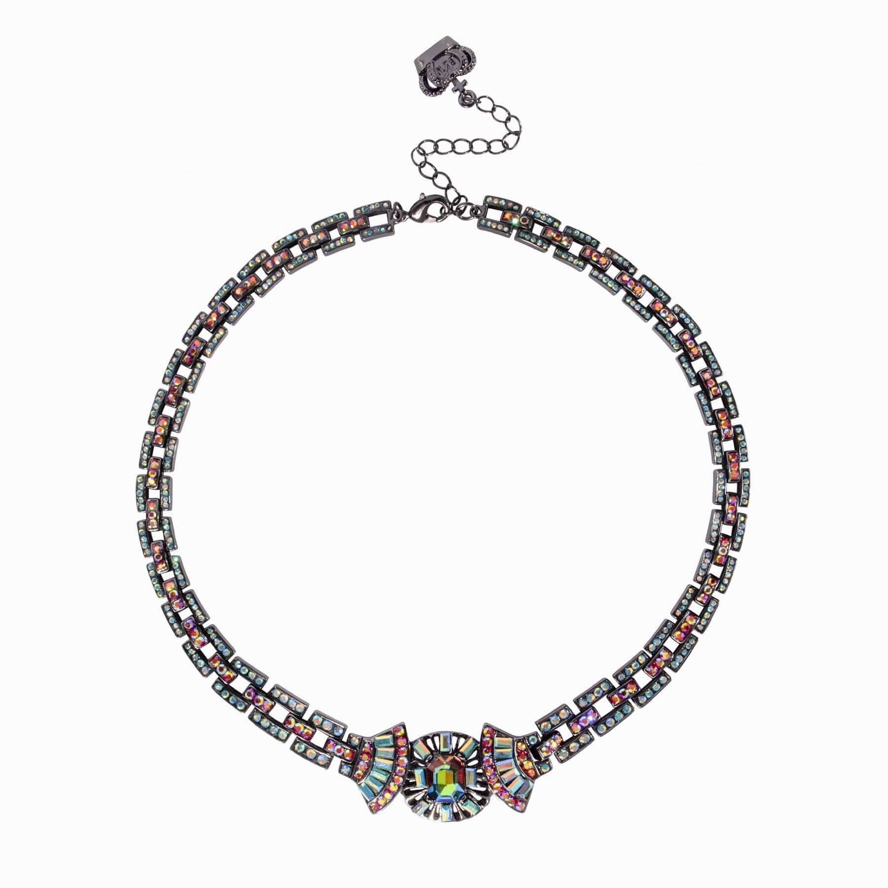 Image of Crystal Art Deco Fan Necklace