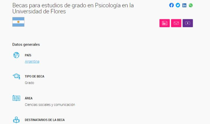 Ejemplo de becas para estudios de grado en Psicología en Argentina.