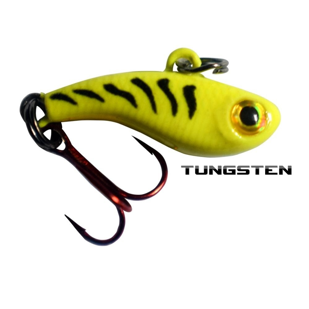 Image of TUNGSTEN T-RIP CHARTREUSE TIGER GLOW MINI VIBE BAIT