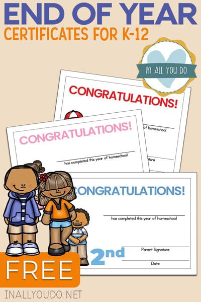 End of the Year School Certificates