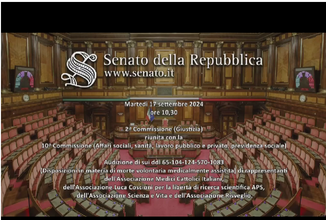 Audizione 17 settembre Fine vita Senato