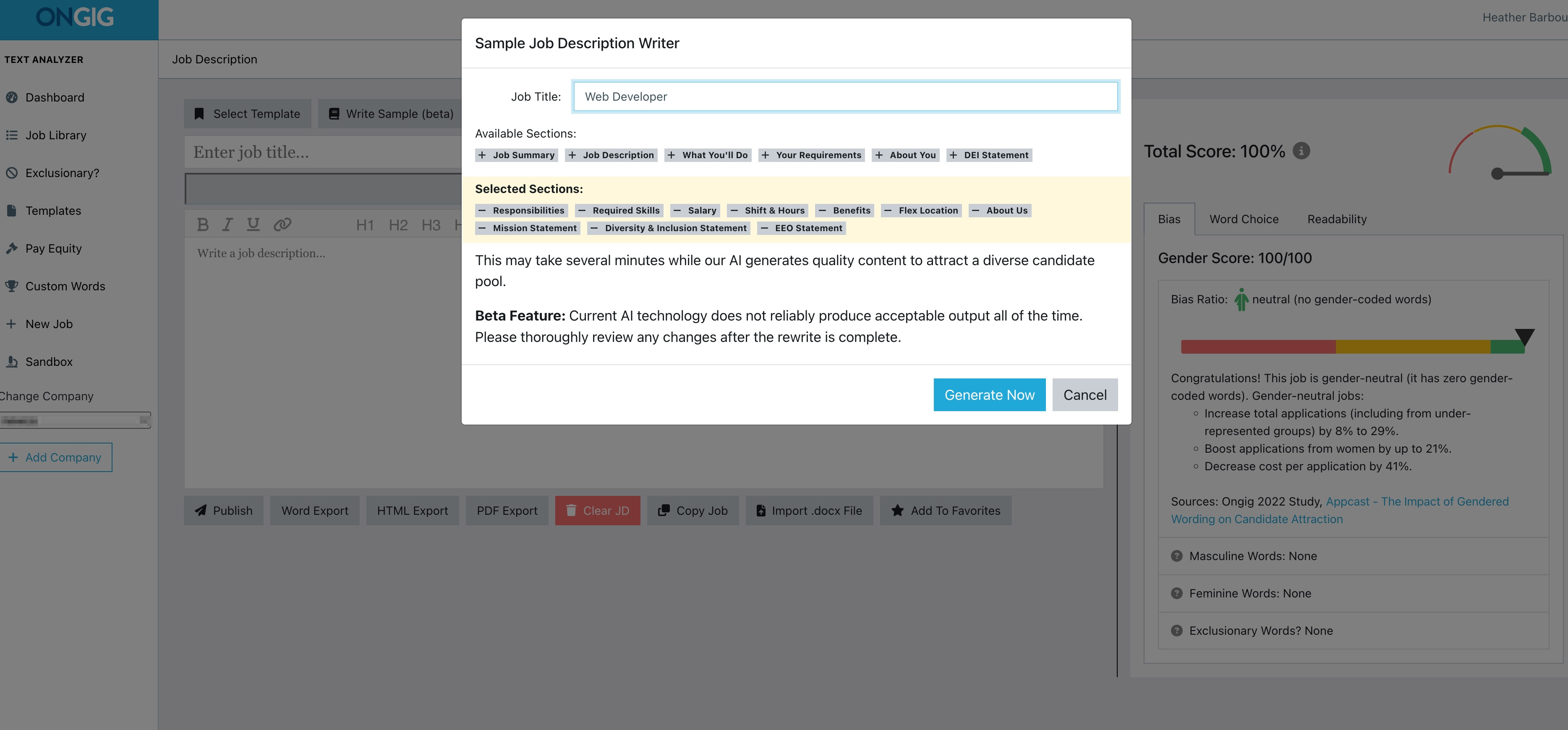 automated job description builder write sample