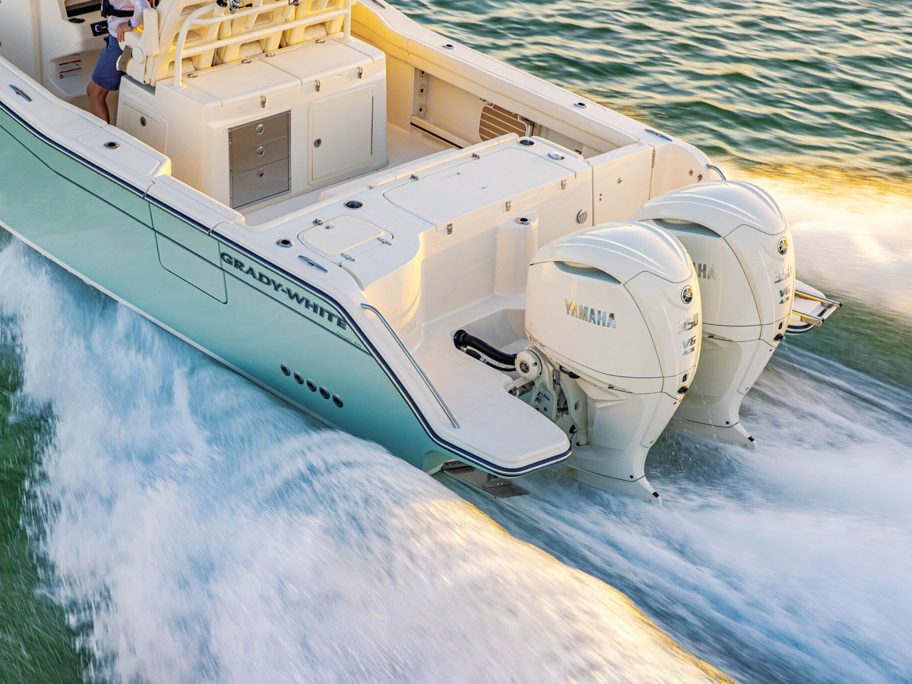 Twin Yamaha outboards on a boat