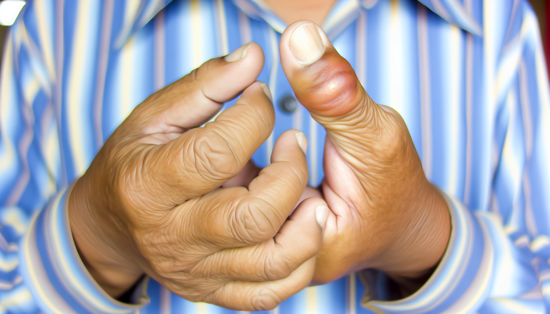 Photo of swollen finger joint