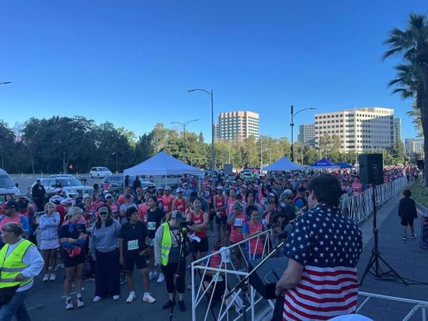 A group of runners getting ready to begin the Stars and Strides Run in downtown San Jose