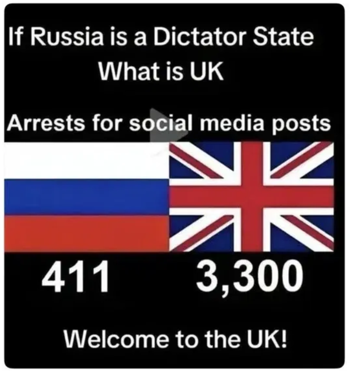 Meme accusing the UK of being worse than Russia.