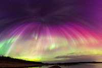 Colorful aurora near Saskatoon in Saskatchewan, Canada