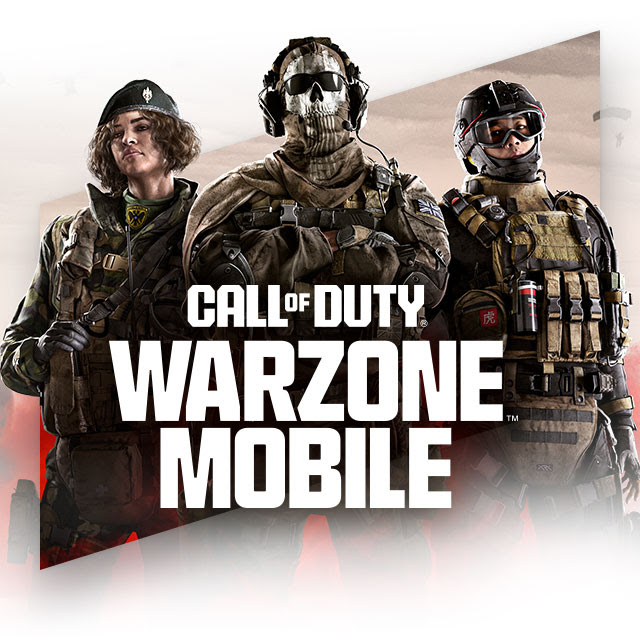 Call of Duty®: Warzone™ Mobile key art featuring three operators posing next to each other in tactical gear. Call of Duty®: Warzone™ Mobile logo overlay.